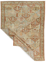 7x9 Rust and Ivory Persian Bahtiyari Distressed Area Rug