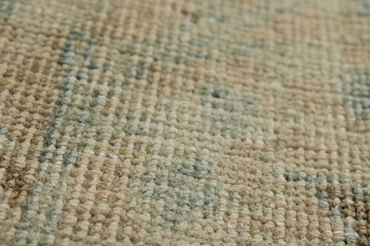 8x11 Ivory and Blue Persian Tabriz Distressed Area Rug