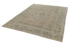 8x11 Ivory and Blue Persian Tabriz Distressed Area Rug
