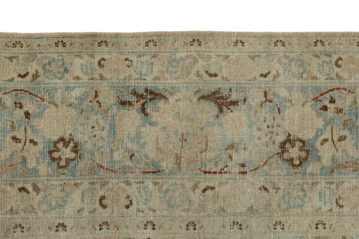 8x11 Ivory and Blue Persian Tabriz Distressed Area Rug