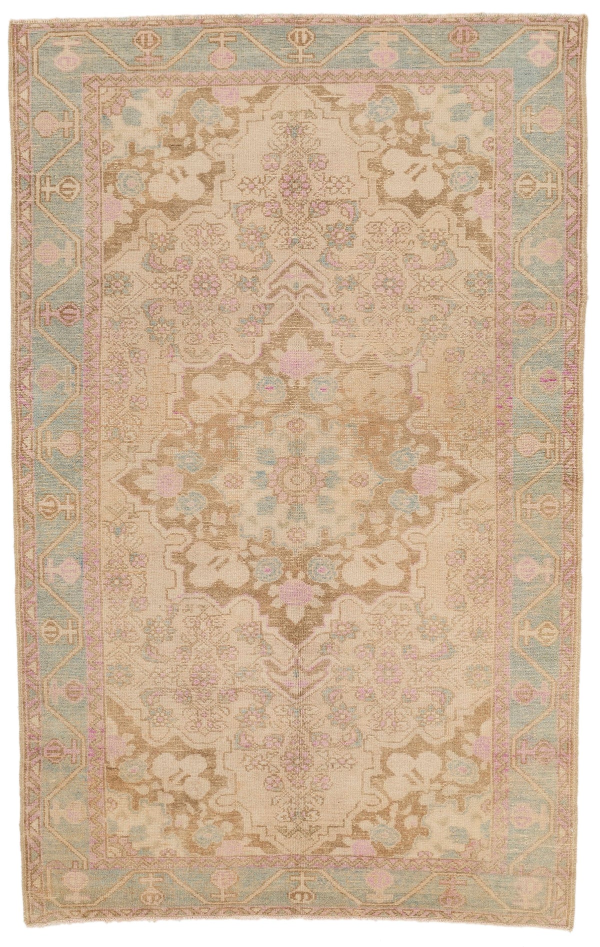 4x7 Pink and Blue Persian Traditional Rug