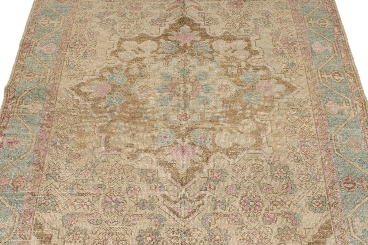 4x7 Pink and Blue Persian Traditional Rug