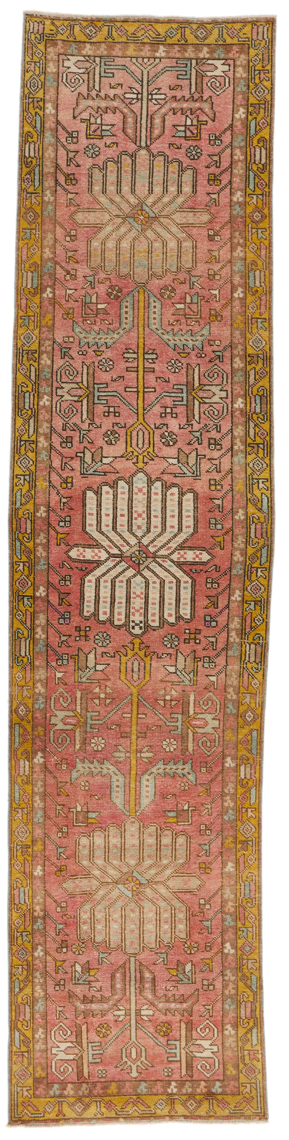 3x12 Rust and Yellow Persian Heriz Runner