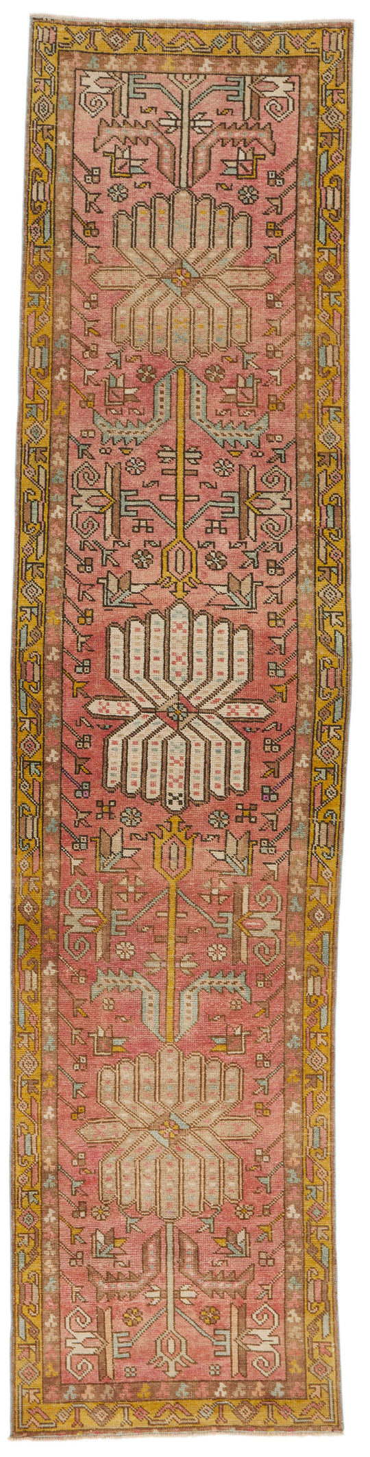 3x12 Rust and Yellow Persian Heriz Runner