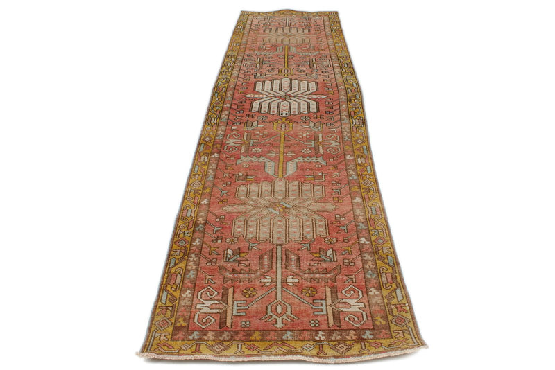 3x12 Rust and Yellow Persian Heriz Runner