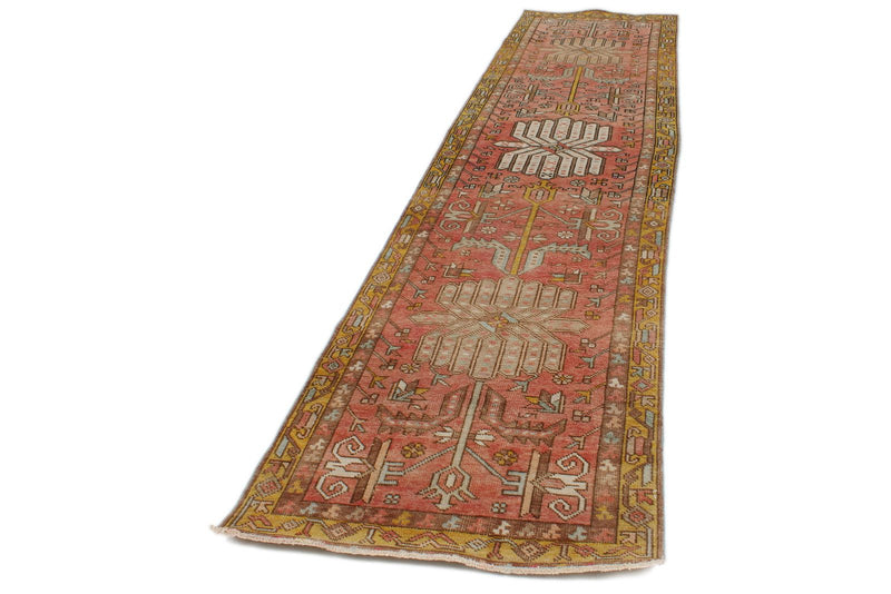3x12 Rust and Yellow Persian Heriz Runner