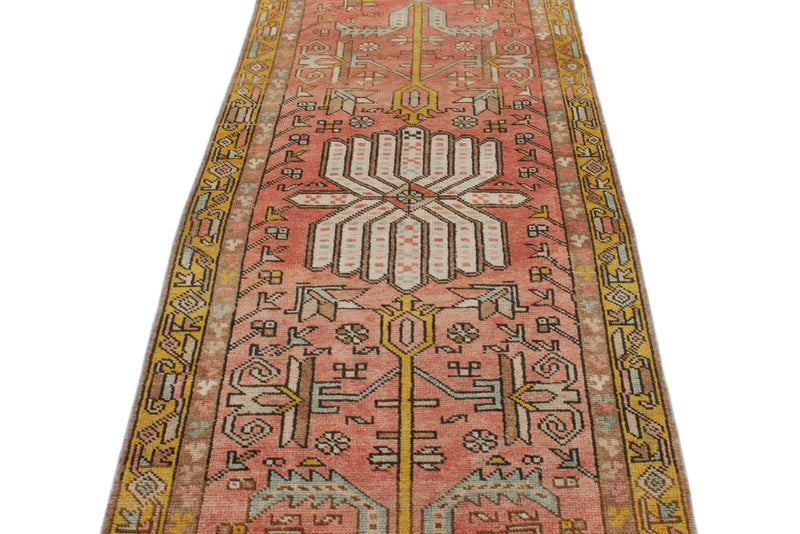 3x12 Rust and Yellow Persian Heriz Runner