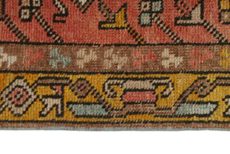 3x12 Rust and Yellow Persian Heriz Runner