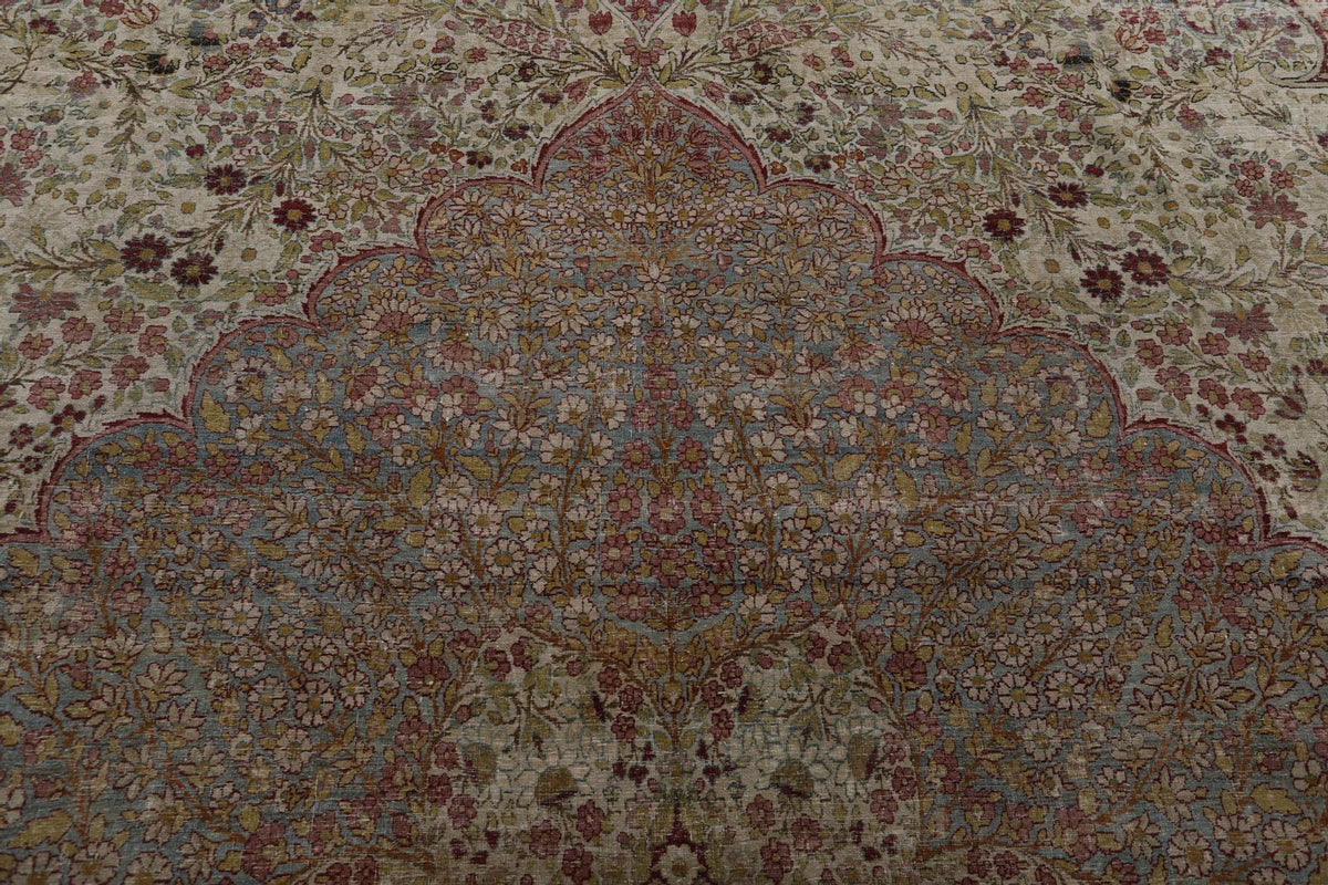 16x25 Pink and Ivory Persian Kerman Rug
