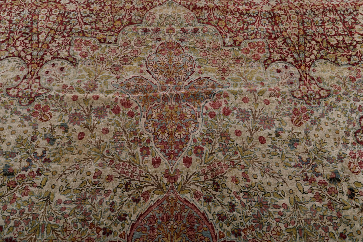 16x25 Pink and Ivory Persian Kerman Rug