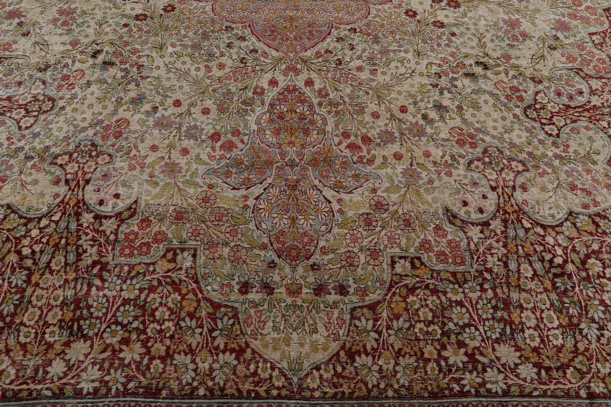 16x25 Pink and Ivory Persian Kerman Rug