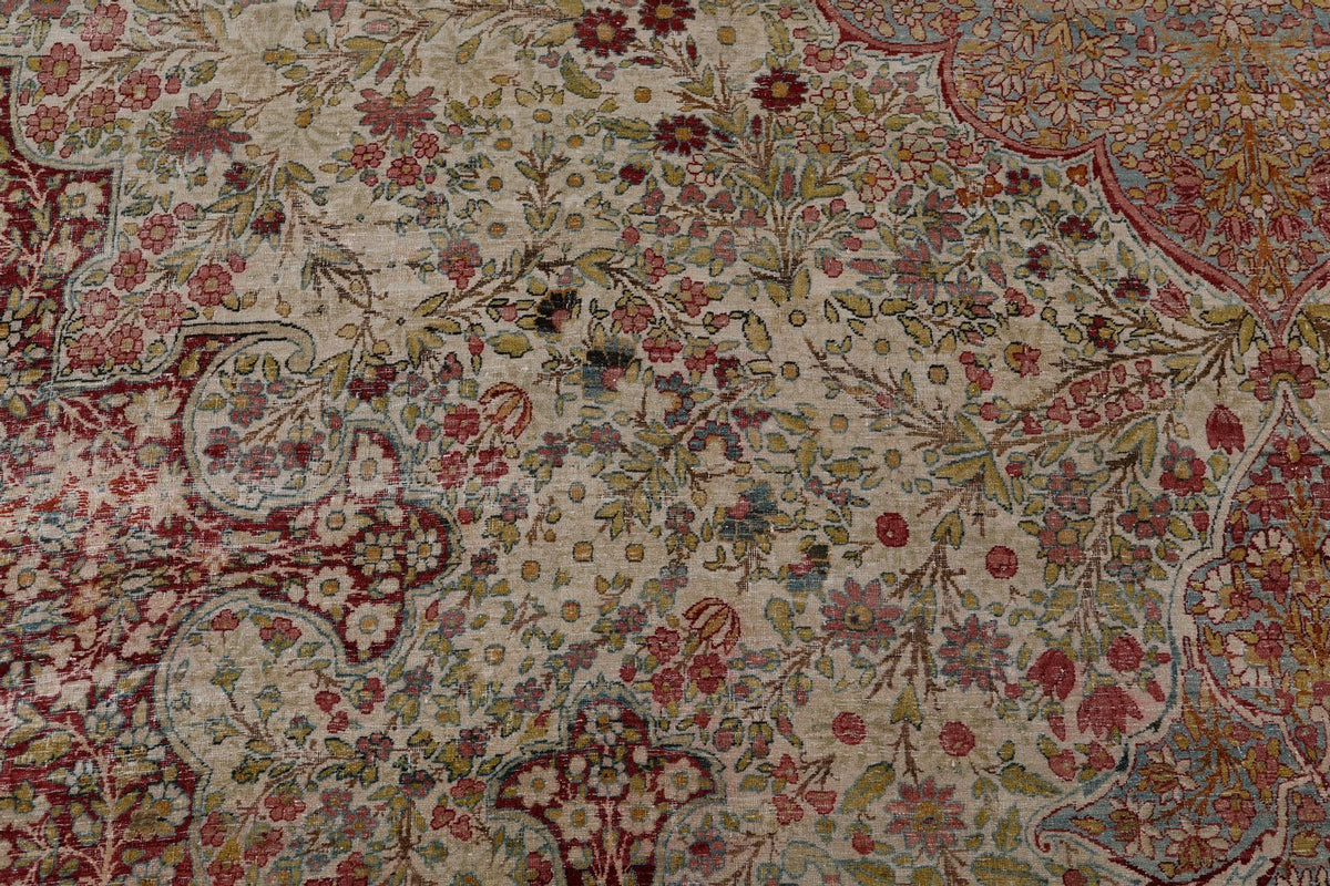 16x25 Pink and Ivory Persian Kerman Rug