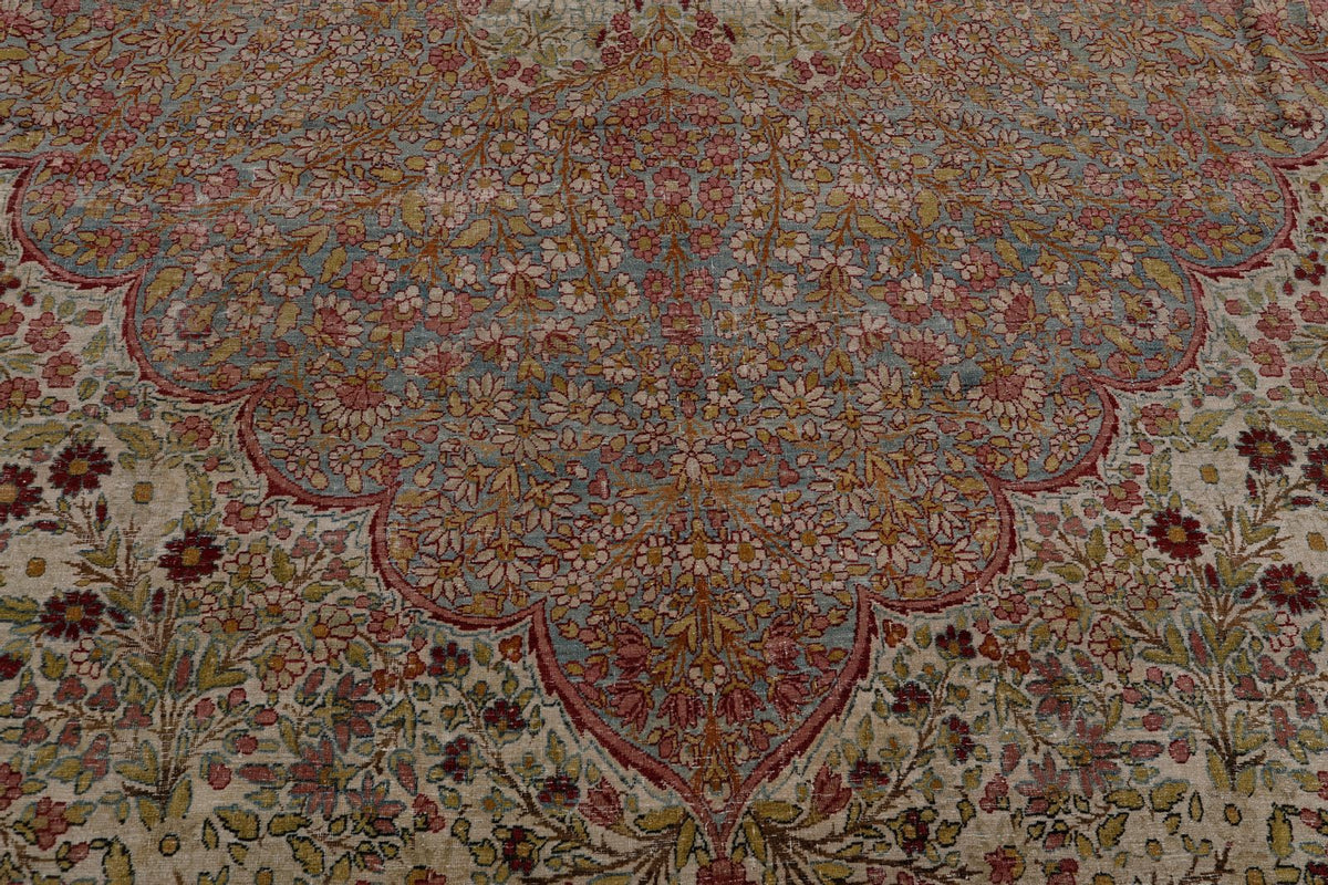 16x25 Pink and Ivory Persian Kerman Rug