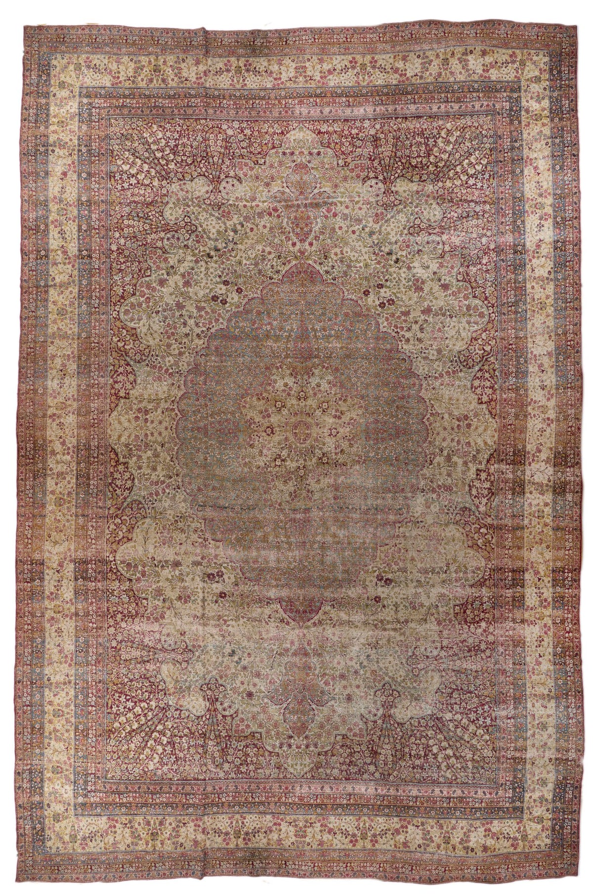 16x25 Pink and Ivory Persian Kerman Rug