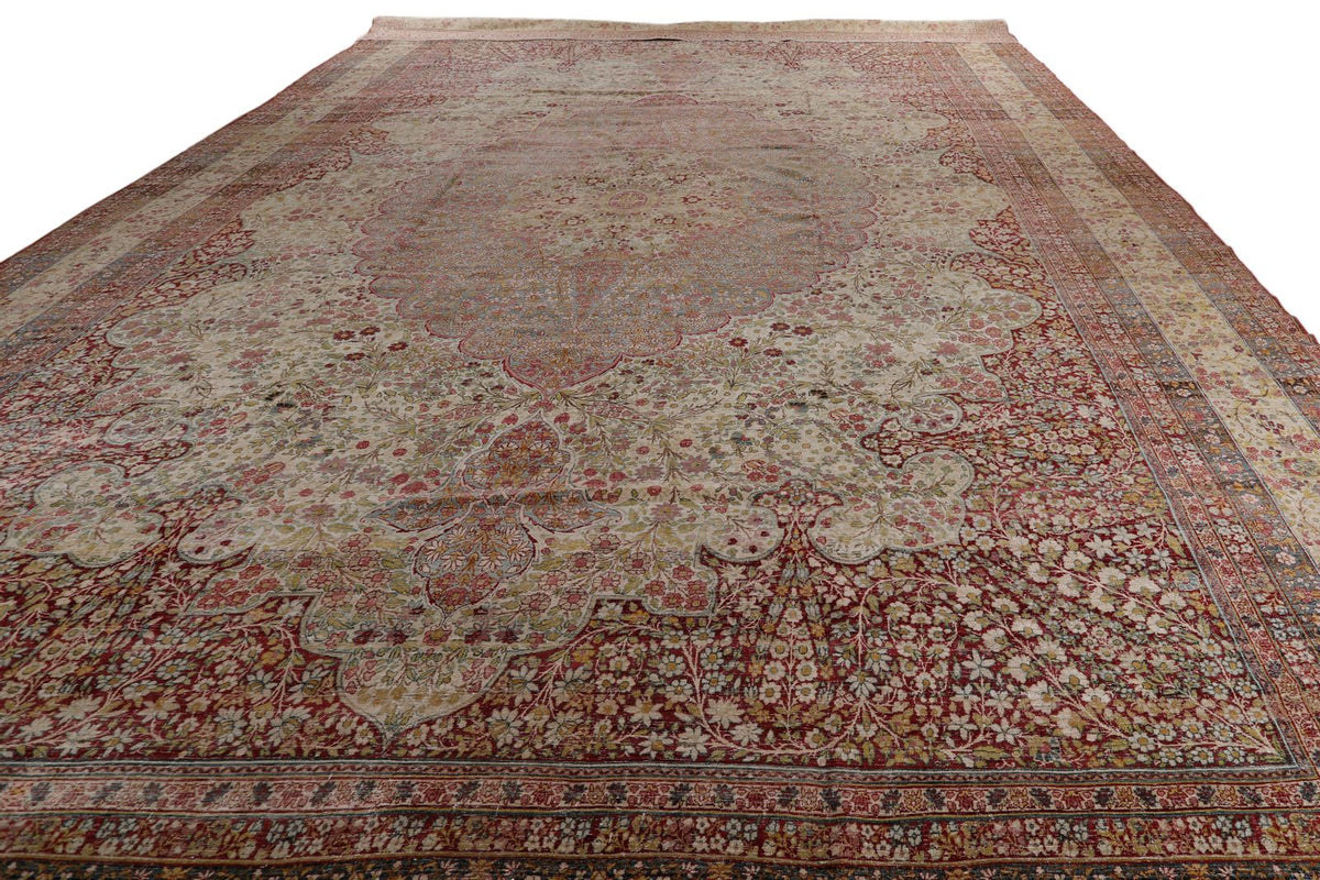 16x25 Pink and Ivory Persian Kerman Rug