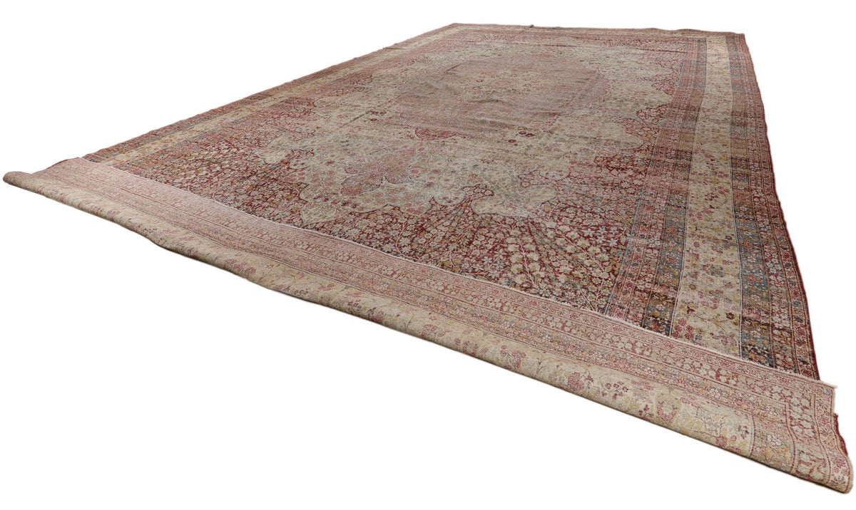16x25 Pink and Ivory Persian Kerman Rug