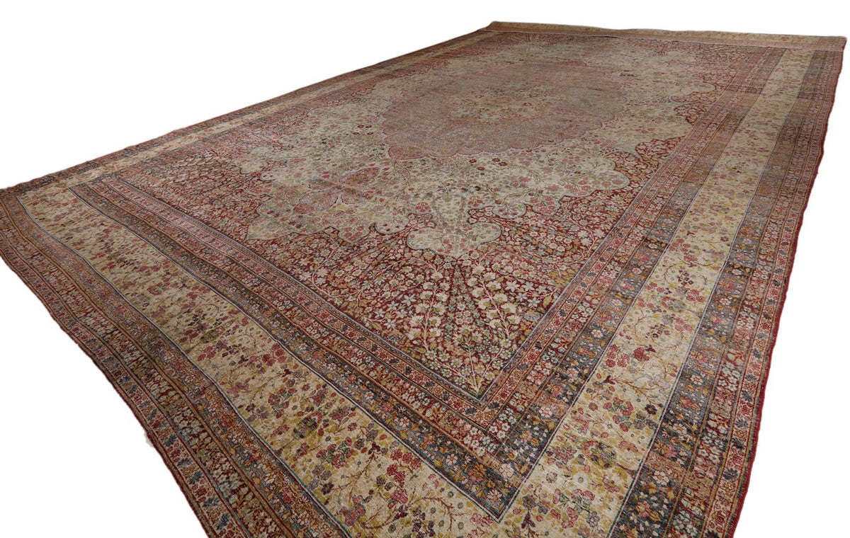 16x25 Pink and Ivory Persian Kerman Rug