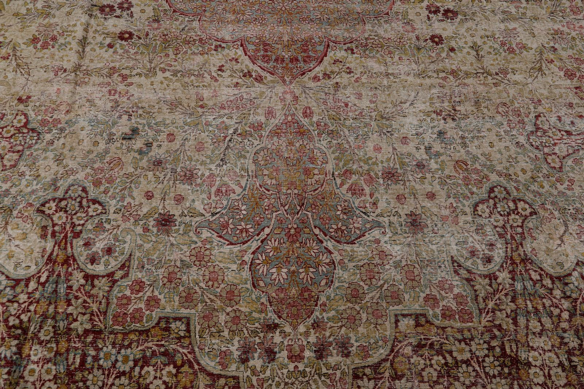 16x25 Pink and Ivory Persian Kerman Rug
