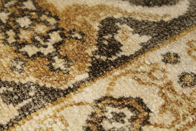 6x8 Gold and Brown Turkish Silk Rug