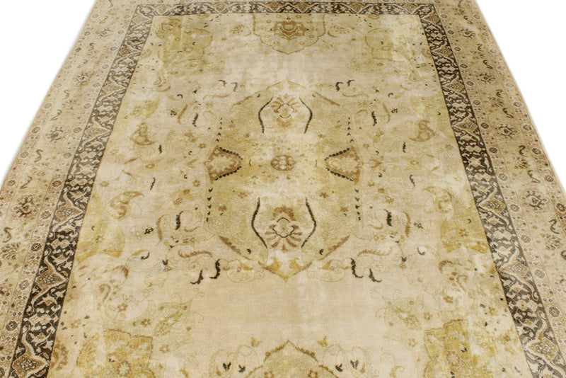 6x8 Gold and Brown Turkish Silk Rug