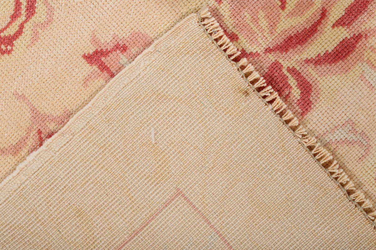 2x5 Gold and Burgundy Turkish Oushak Runner