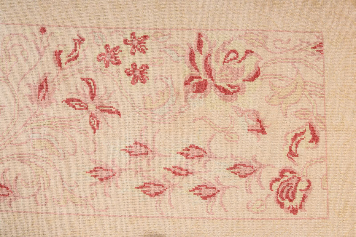 2x5 Gold and Burgundy Turkish Oushak Runner