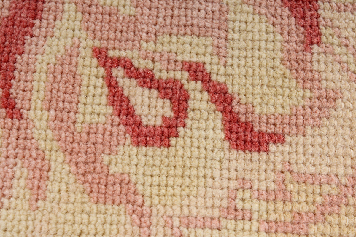 2x5 Gold and Burgundy Turkish Oushak Runner