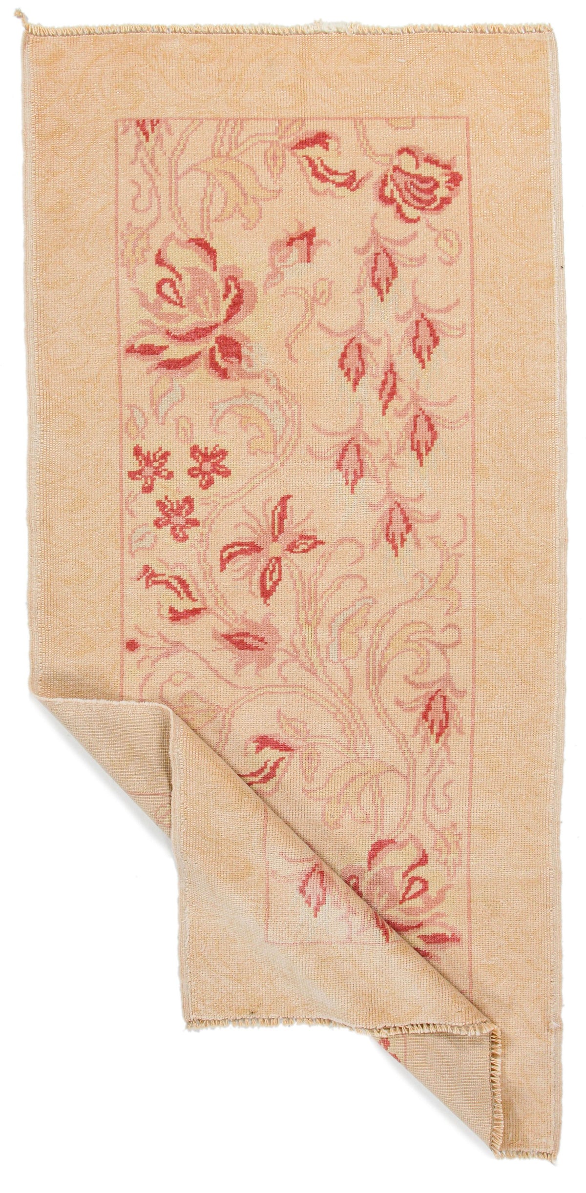 2x5 Gold and Burgundy Turkish Oushak Runner