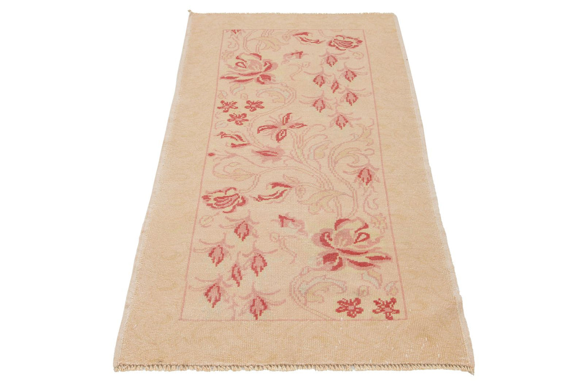 2x5 Gold and Burgundy Turkish Oushak Runner