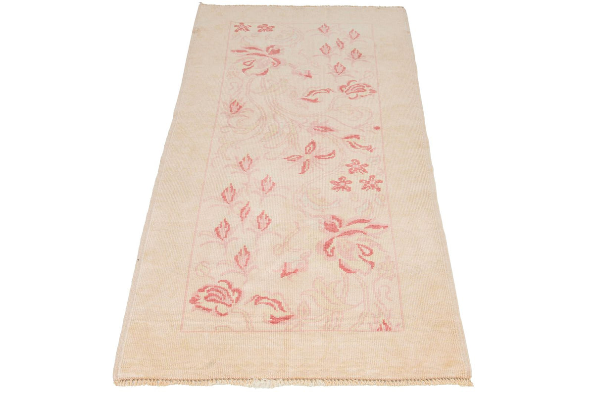 2x5 Gold and Burgundy Turkish Oushak Runner