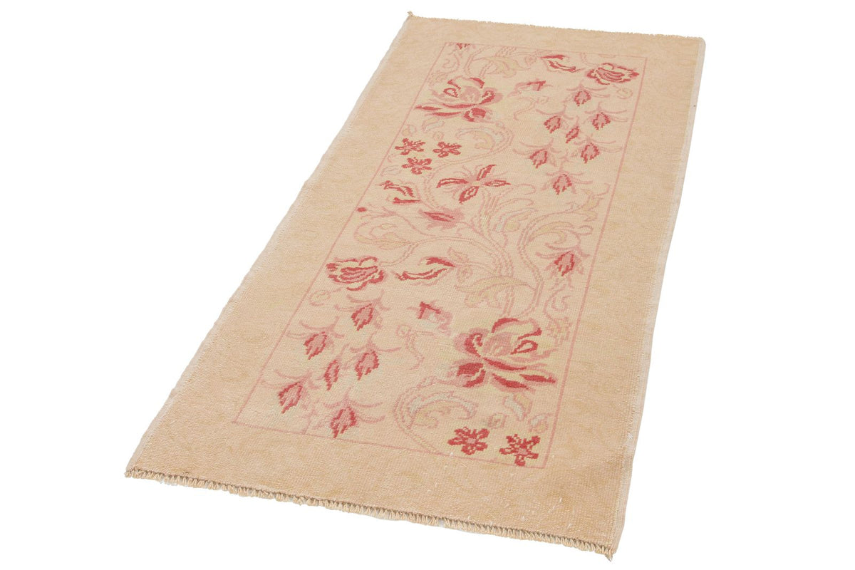 2x5 Gold and Burgundy Turkish Oushak Runner