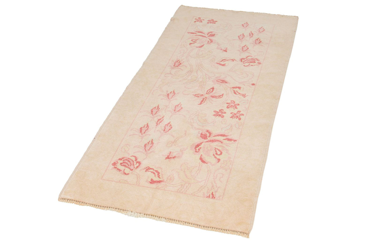 2x5 Gold and Burgundy Turkish Oushak Runner