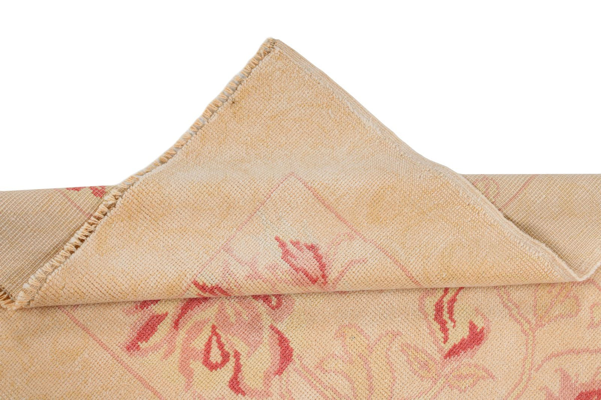 2x5 Gold and Burgundy Turkish Oushak Runner