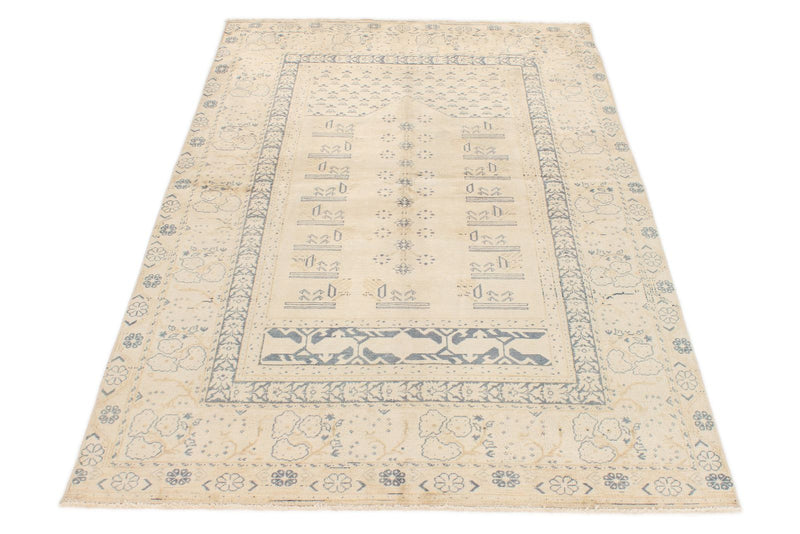 4x6 Beige and Gray Turkish Traditional Rug