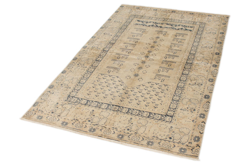 4x6 Beige and Gray Turkish Traditional Rug