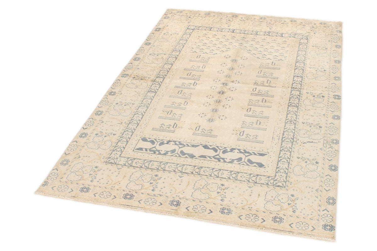 4x6 Beige and Gray Turkish Traditional Rug