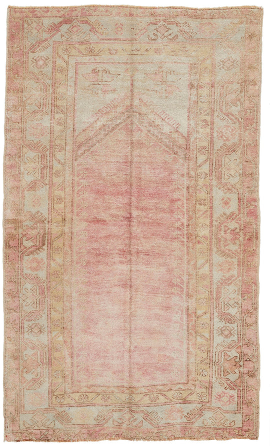3x9 Beige and Pink Persian Saruk Runner