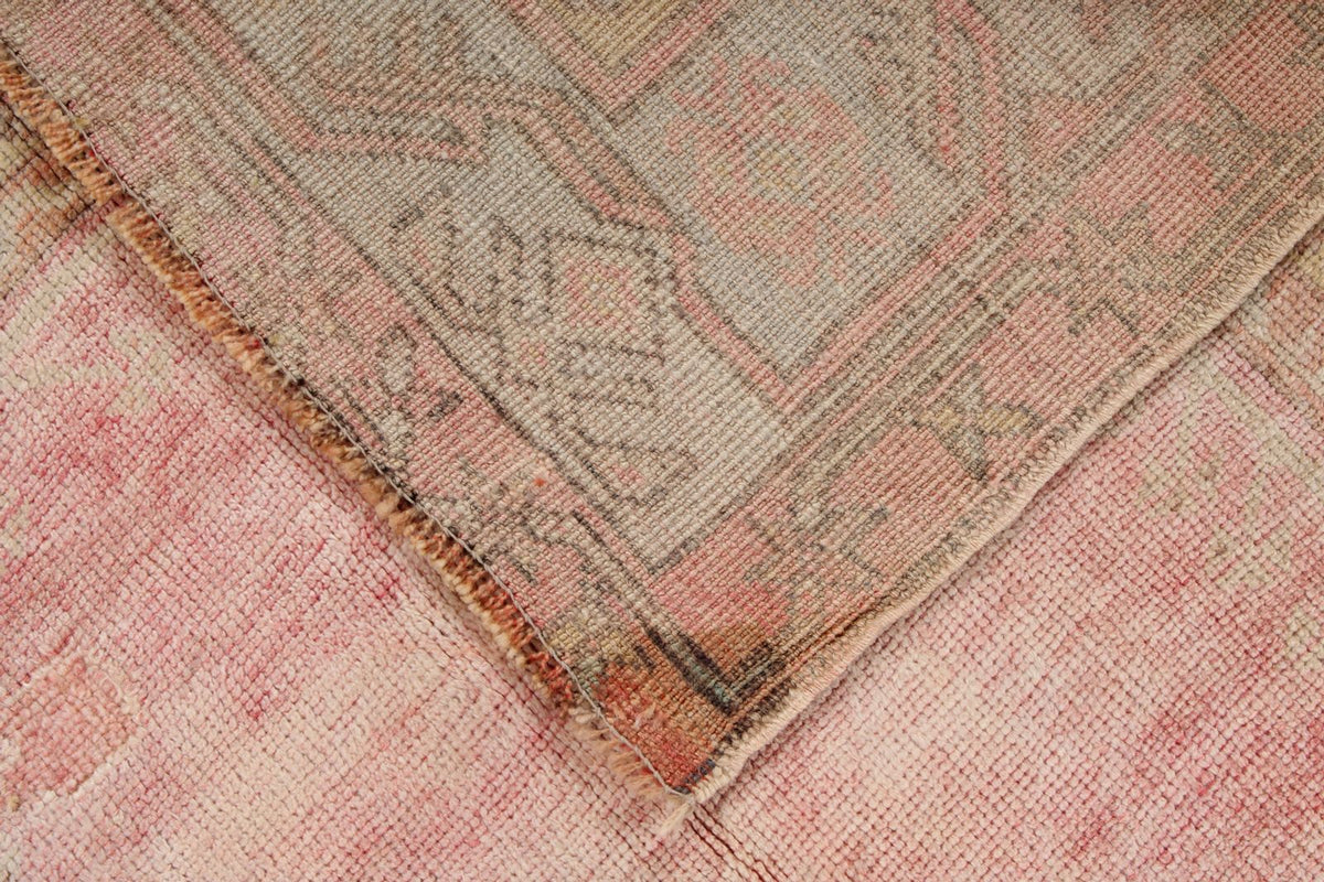 3x9 Beige and Pink Persian Saruk Runner