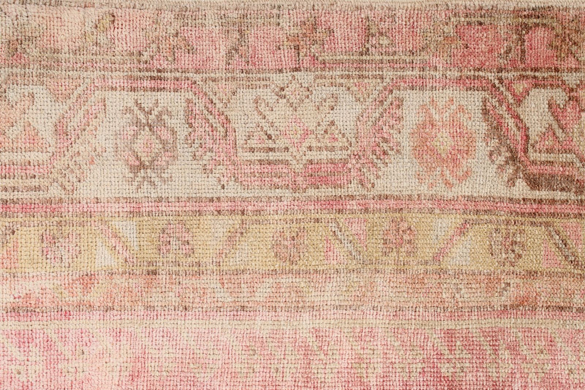 3x9 Beige and Pink Persian Saruk Runner