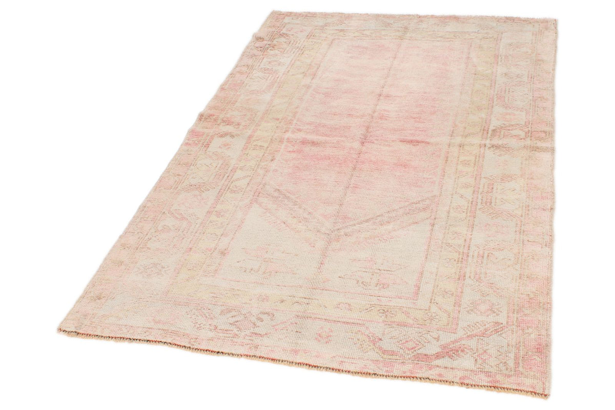 3x9 Beige and Pink Persian Saruk Runner