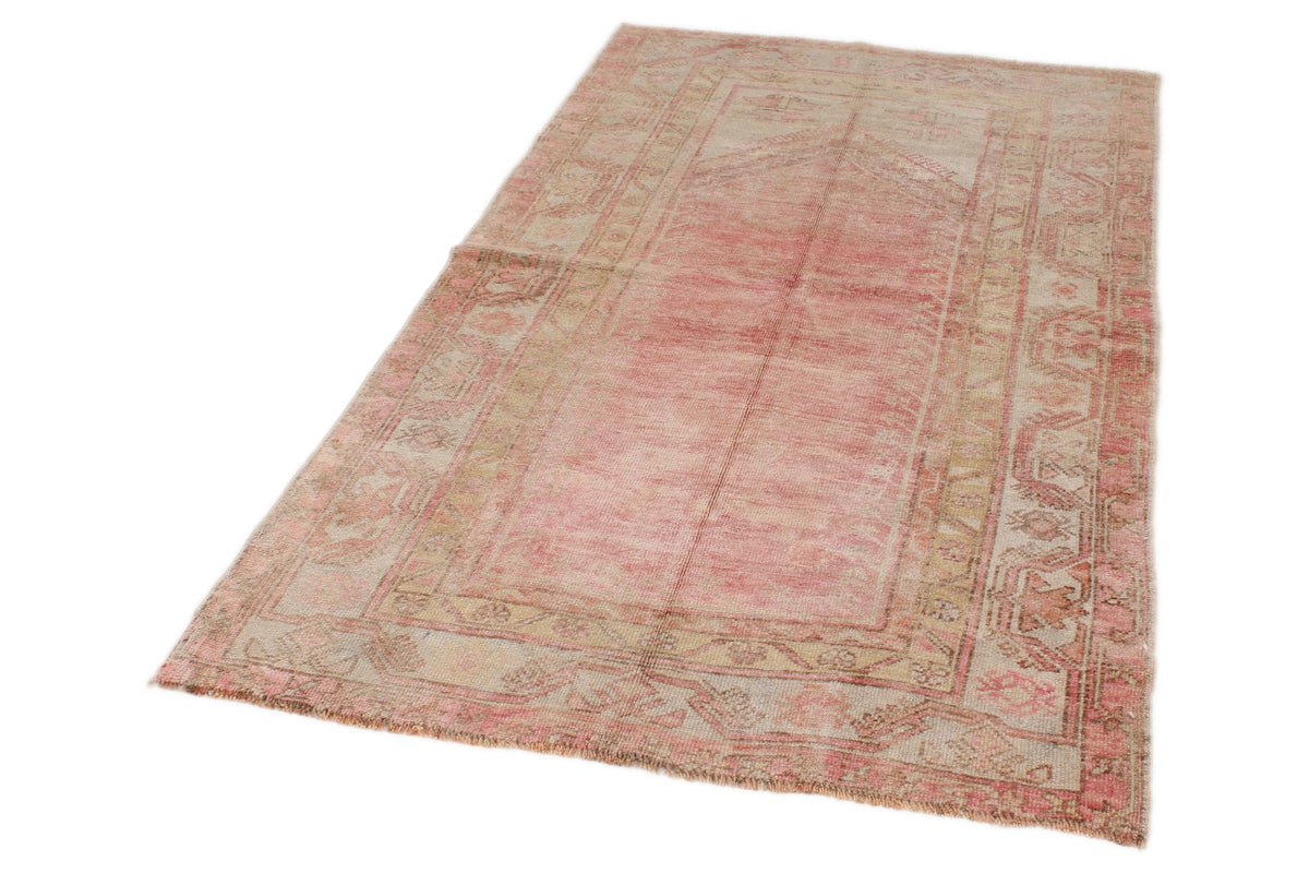 3x9 Beige and Pink Persian Saruk Runner