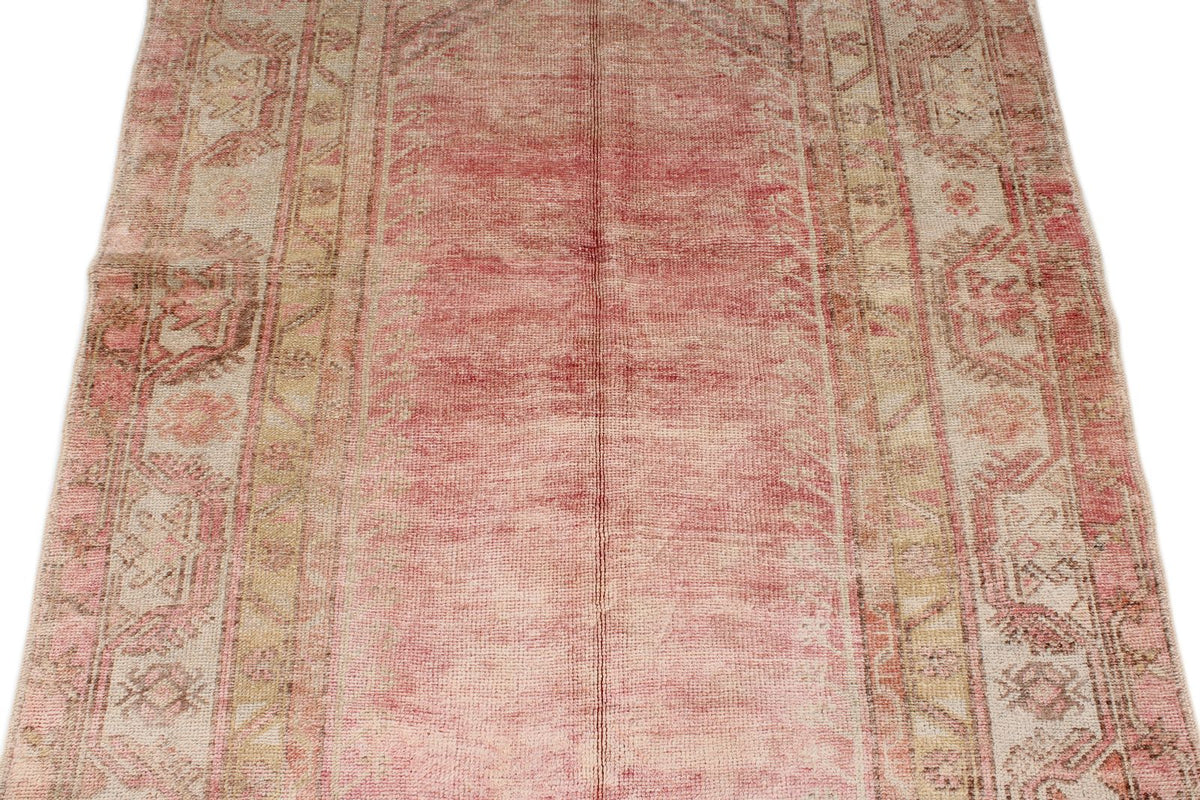 3x9 Beige and Pink Persian Saruk Runner