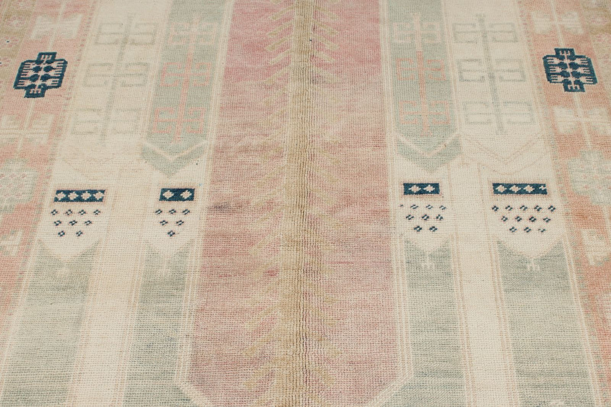 4x7 Beige and Pink Turkish Tribal Rug