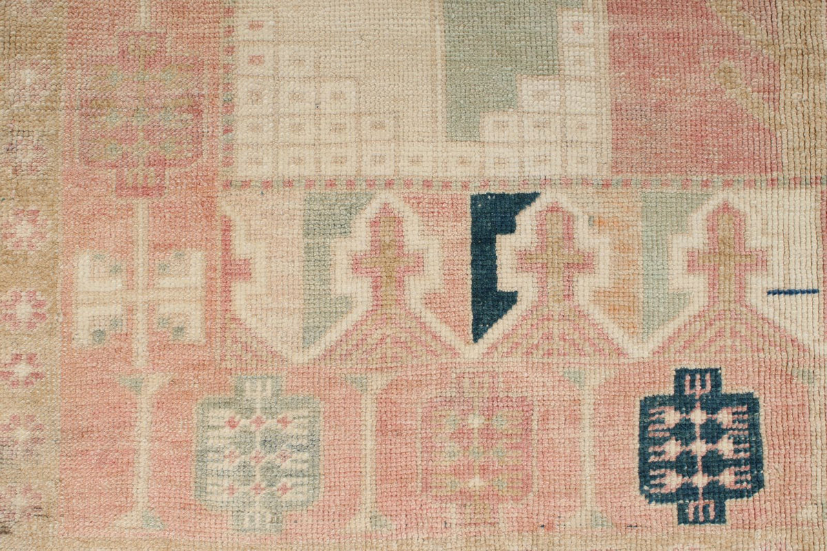 4x7 Beige and Pink Turkish Tribal Rug