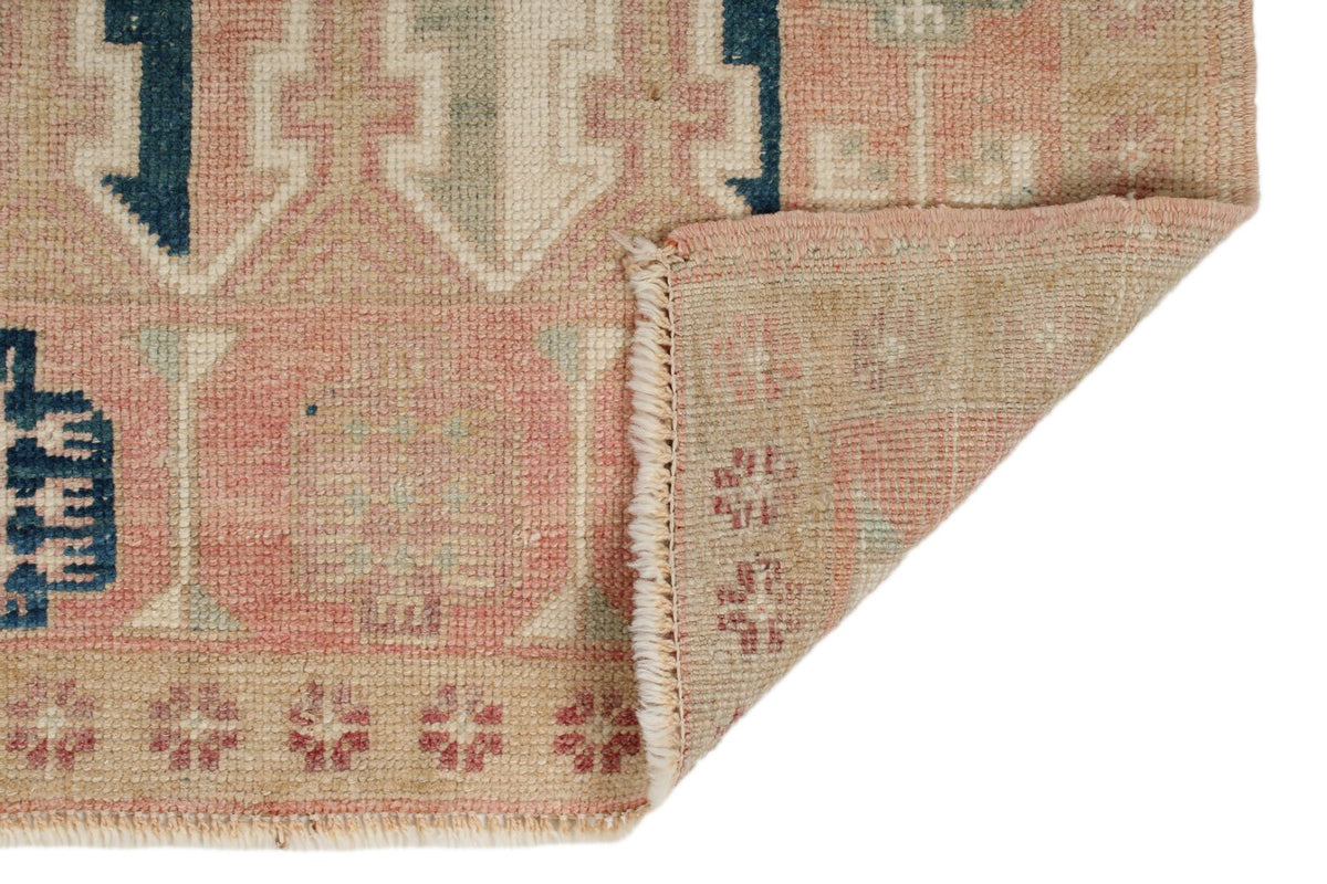 4x7 Beige and Pink Turkish Tribal Rug