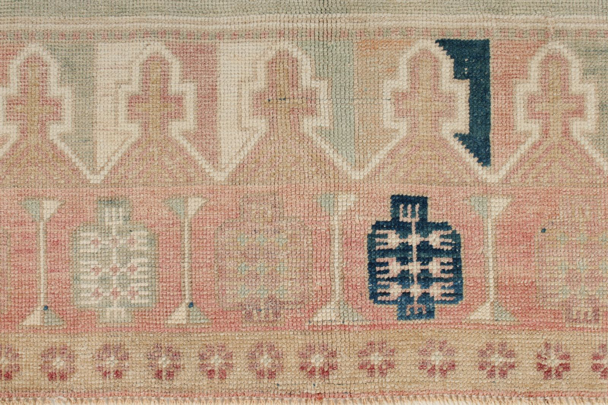 4x7 Beige and Pink Turkish Tribal Rug