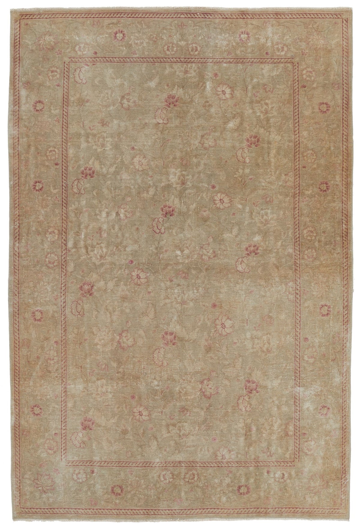 4x6 Beige and Pink Turkish Oushak Rug