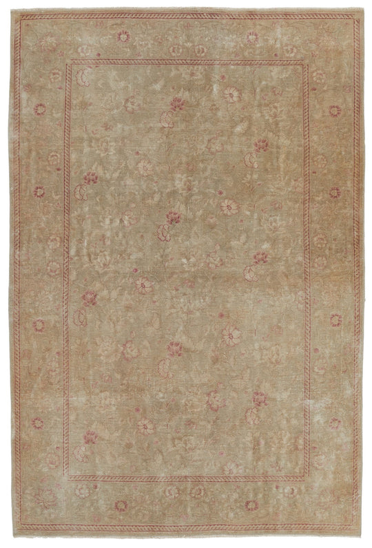 4x6 Beige and Pink Turkish Oushak Rug