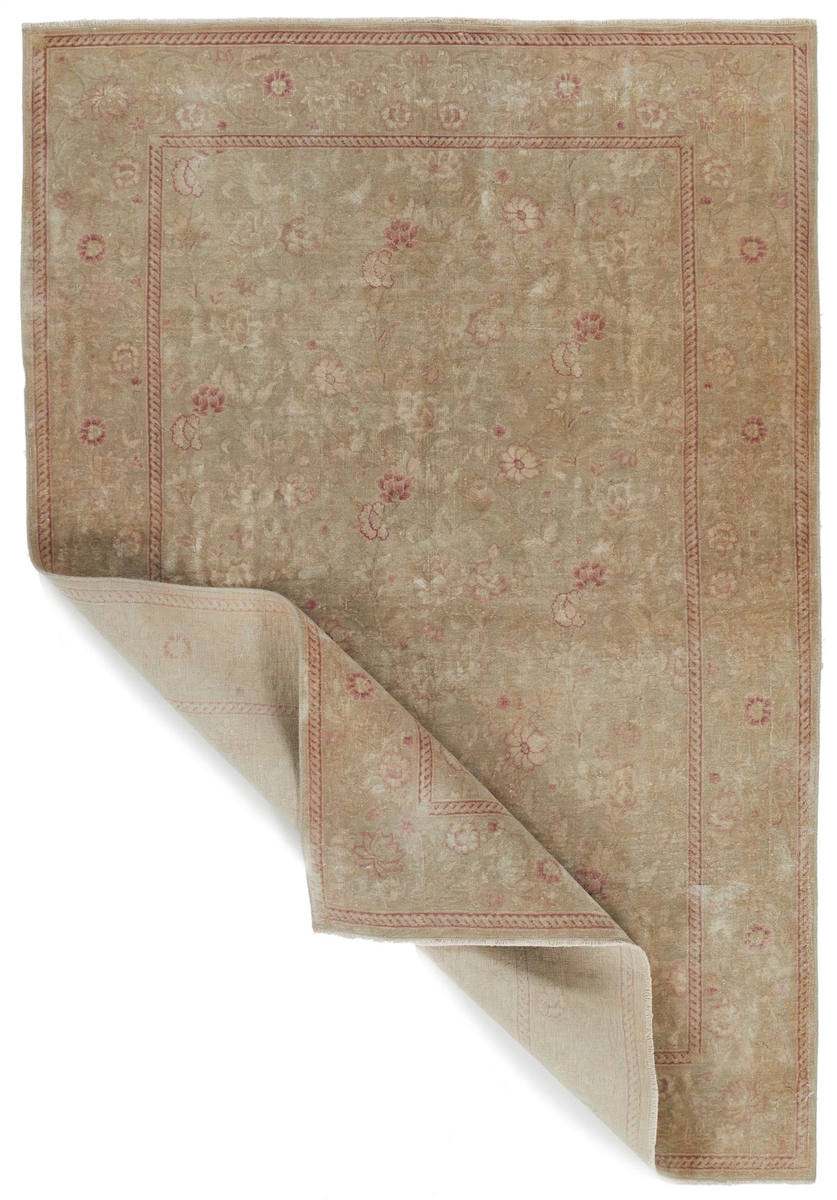 4x6 Beige and Pink Turkish Oushak Rug