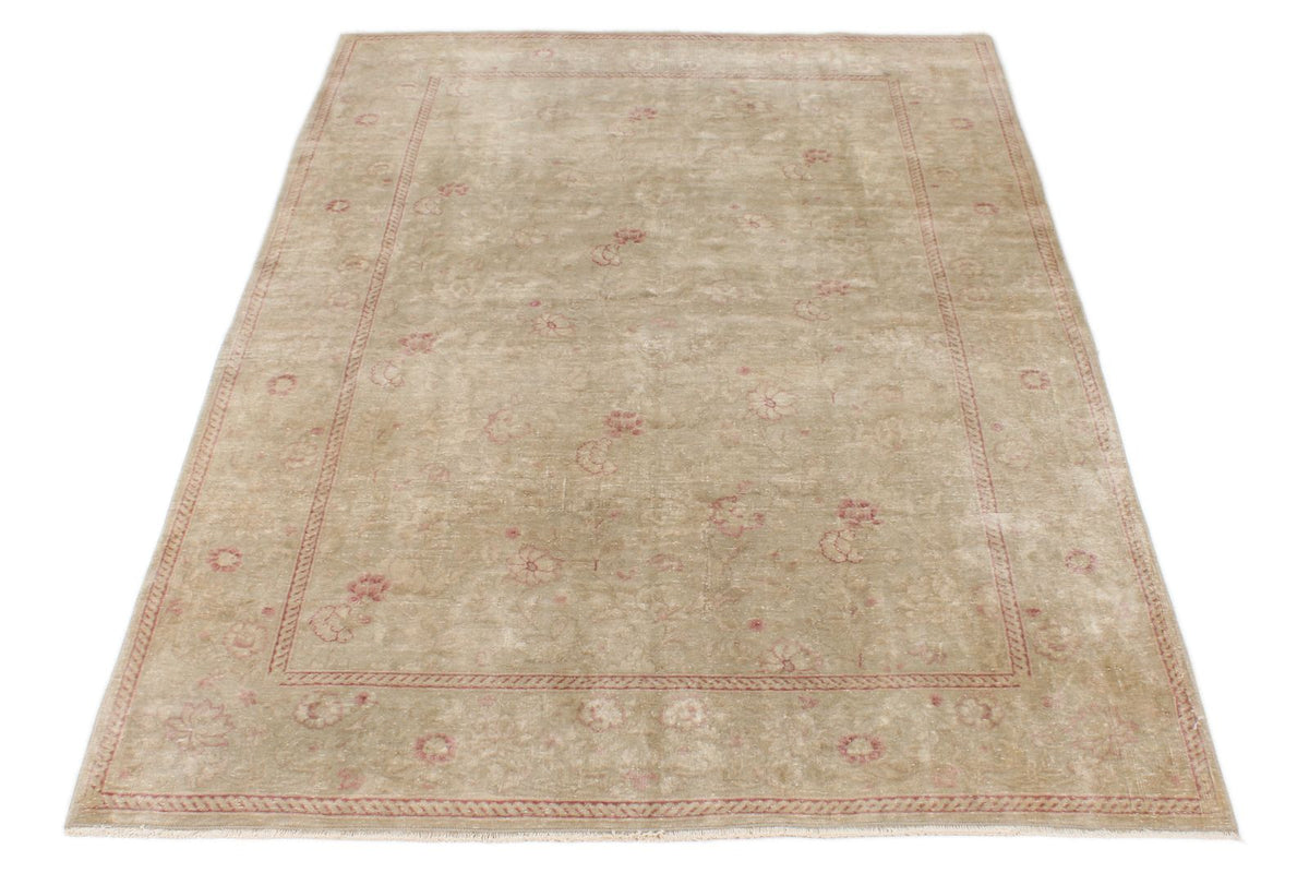 4x6 Beige and Pink Turkish Oushak Rug